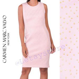 NWT Gorgeous CARMEN MARC VALVO Gold Tone Texture Print Mini Dress